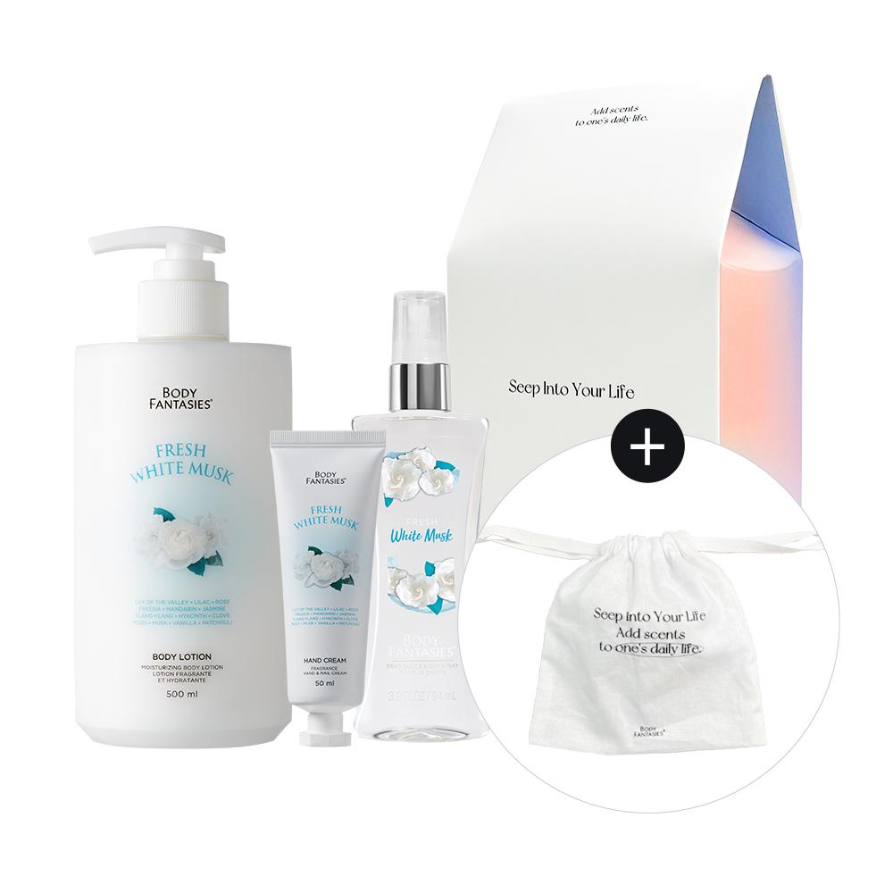 BODY FANTASIES Gift Set (Lotion 500ml + Hand Cream 50ml + Mist 94ml + Pouch) Choose 1 Out of 2 Types