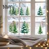 Reusable Glass Adhesive 2Pcs Christmas Snowflake Window Clings, Winter Green Pine Tree Static Decorative Film Stickers, Snow Dots Xmas Decals for Home