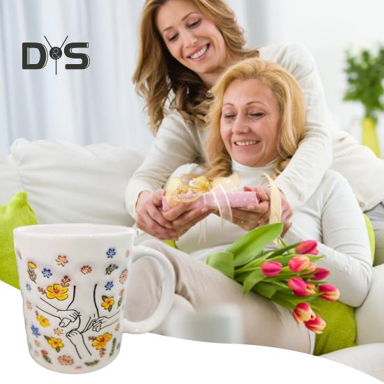 Керамическая кофейная кружка для мамы, цветочная кружка для воды, 11/15 унций, с ручкой типа С, чашка для питья, ручная работа, подарок на день рождения, Рождество для мамы, бабушки, дочери