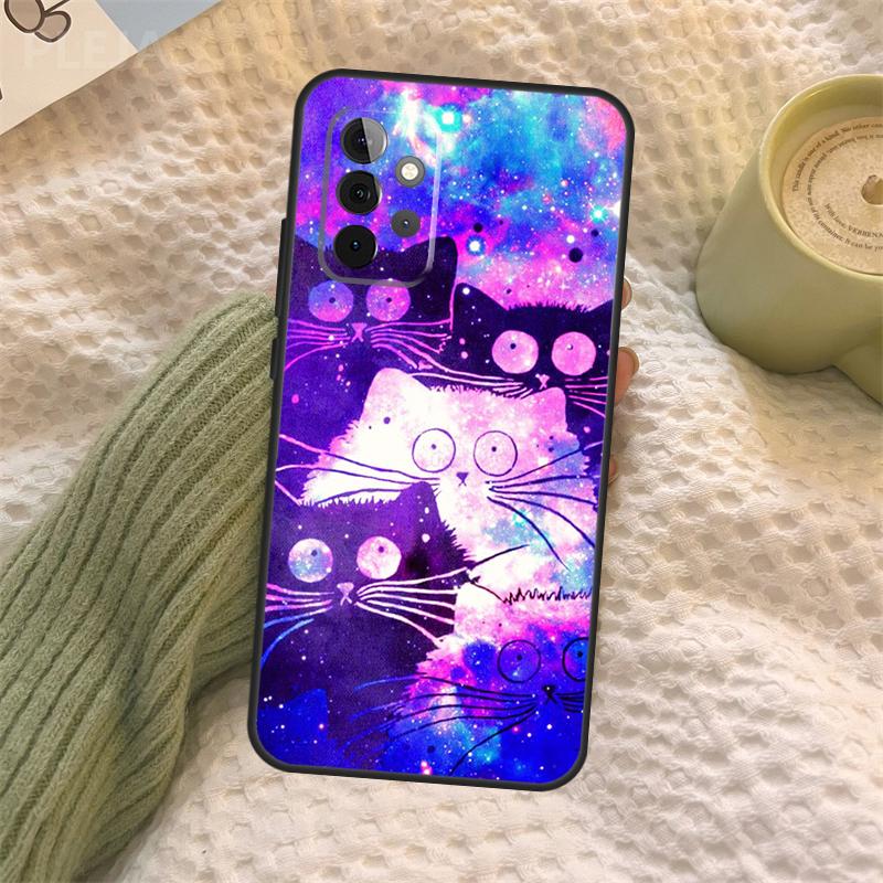 Чехол 'Счастливые коты в космосе' для Samsung Galaxy A15 A22 A52 A32 A54 A14 A16 A26 A36 A56 A55 A35 A05 A06 A53 A33 A13