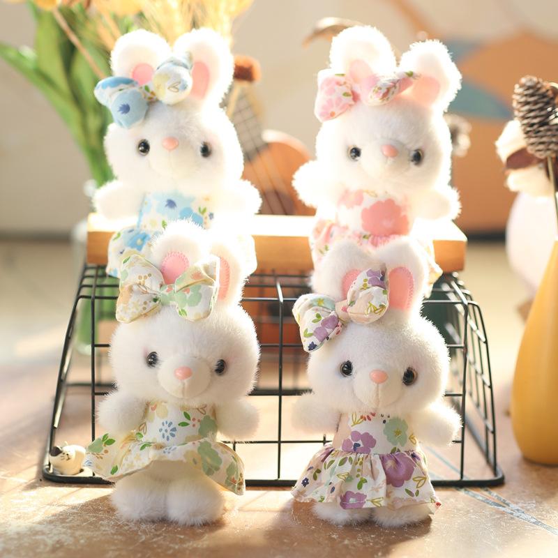 Милая милая юбка с цветком, маленький кролик, плюшевая игрушка, кукла, мультяшная сумка, подвесной брелок, кукла
