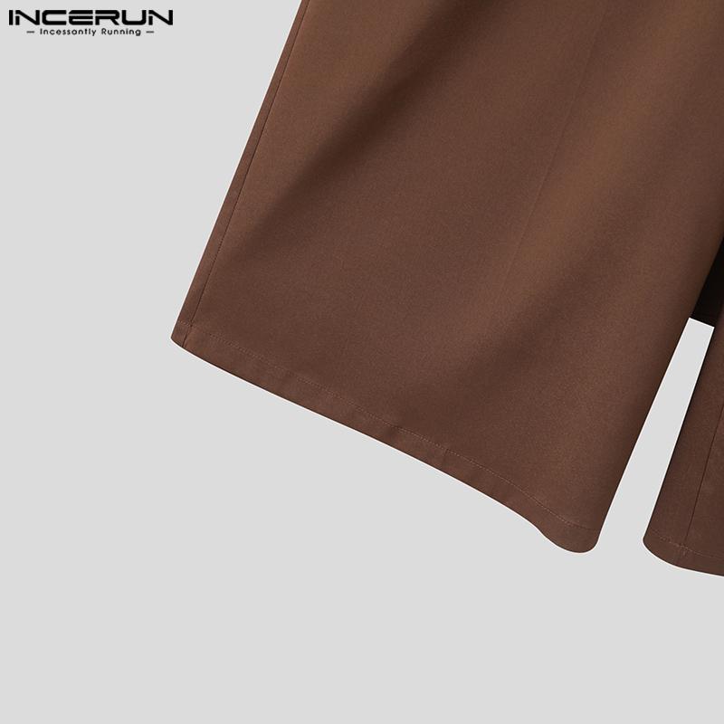 INCERUN Мужские повседневные однотонные брюки хакама с высокой талией нестандартной формы