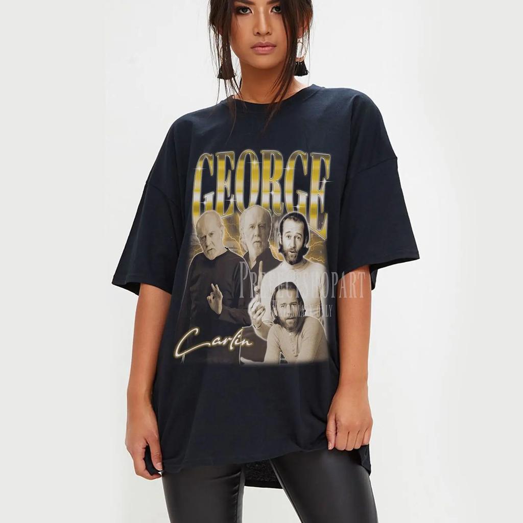 Vintage George Carlin Homage T Shirt Funny Satire Comedian Retro For Stand Up Comedy Fans Vintage Breathable Homme