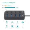 USB-концентратор 3.0 4-в-1, USB 2.0-разветвитель, Мультипортовый адаптер, Независимый выключатель питания, Удлинитель C?ble Де 3