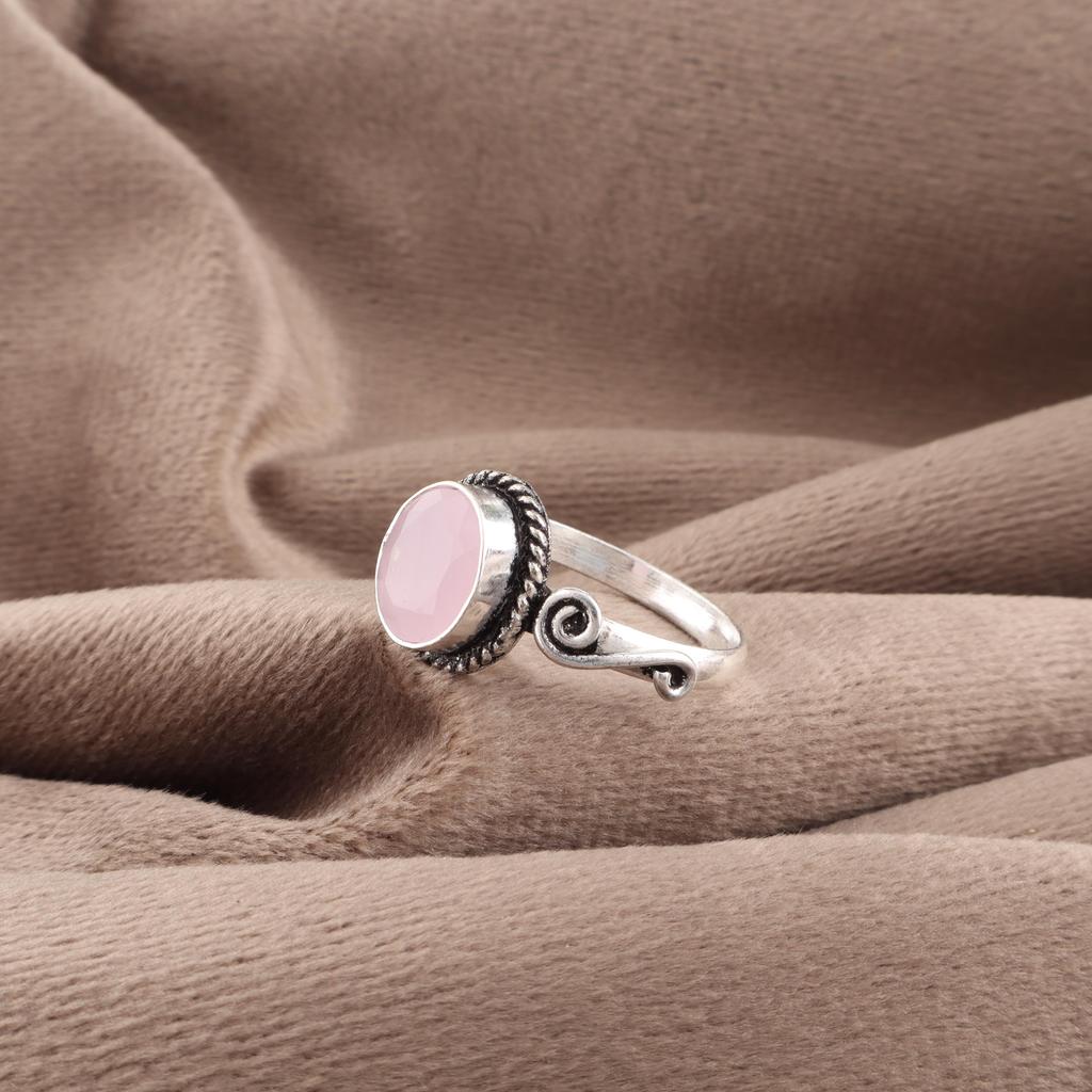 Очаровательные украшения из розового халцедона, кольцо из стерлингового серебра 925 пробы, кольцо ручной работы для исцеления, подарок для женщин