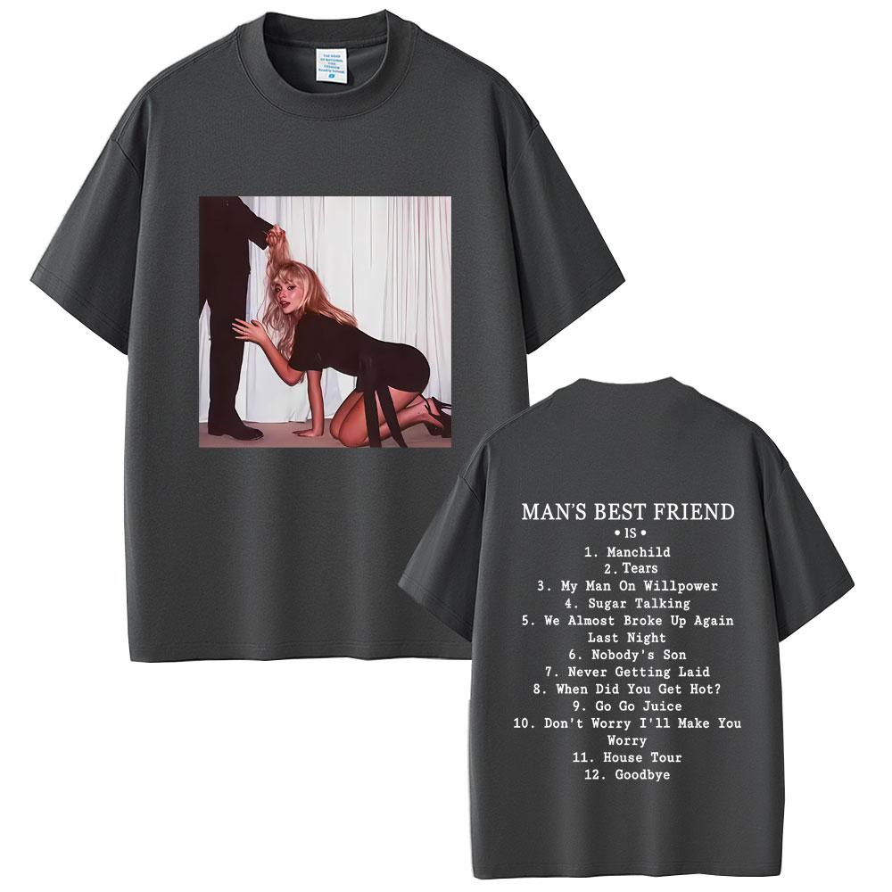 Sabrina Carpenter Mans Best Friend Album Graphic T Shirts Male Vintage Streetwear Men Women Fashion Casual Oversized Tshirt