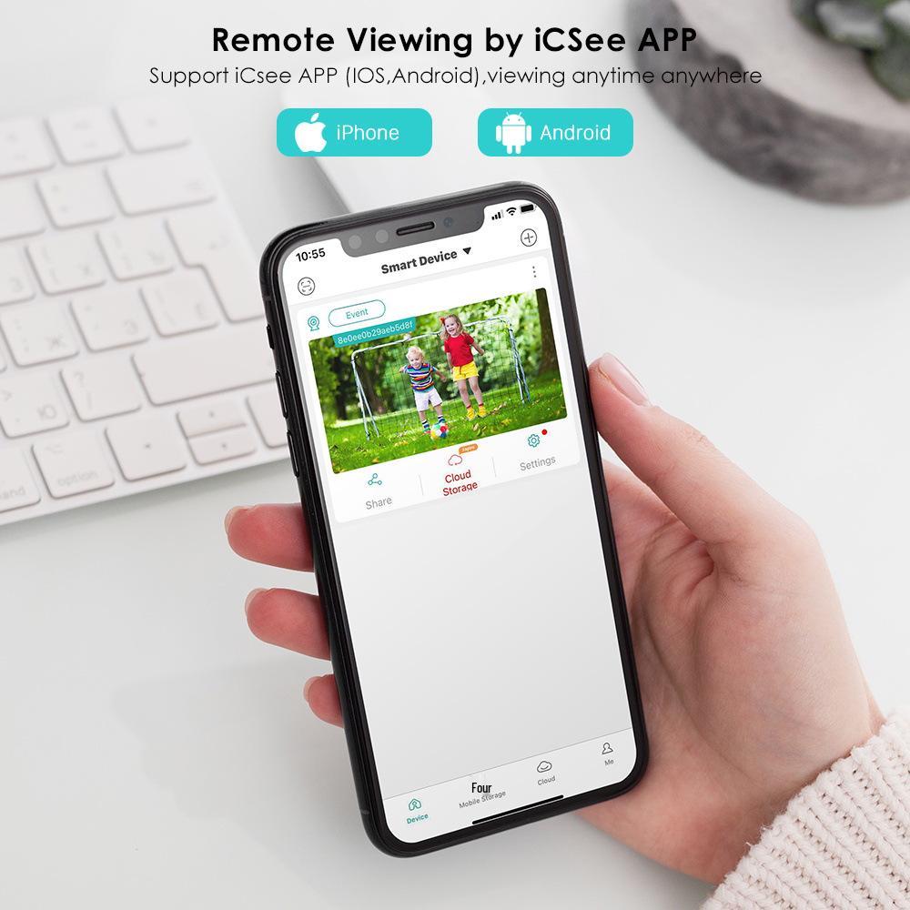 iCSee Solar-Powered PTZ Wireless Security Camera with Battery Monitor
