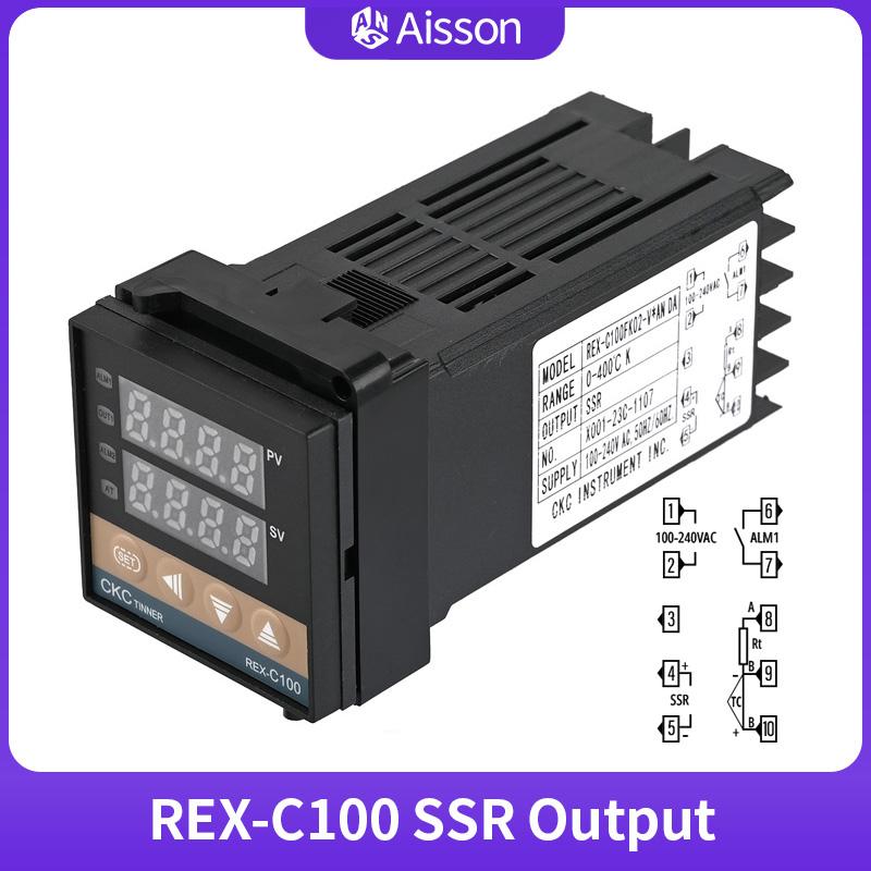 REX-C100 ПИД-регулятор температуры, тип K, один вход, цифровой дисплей, термостат, AC110V-240V, релейный выход SSR, 400℃