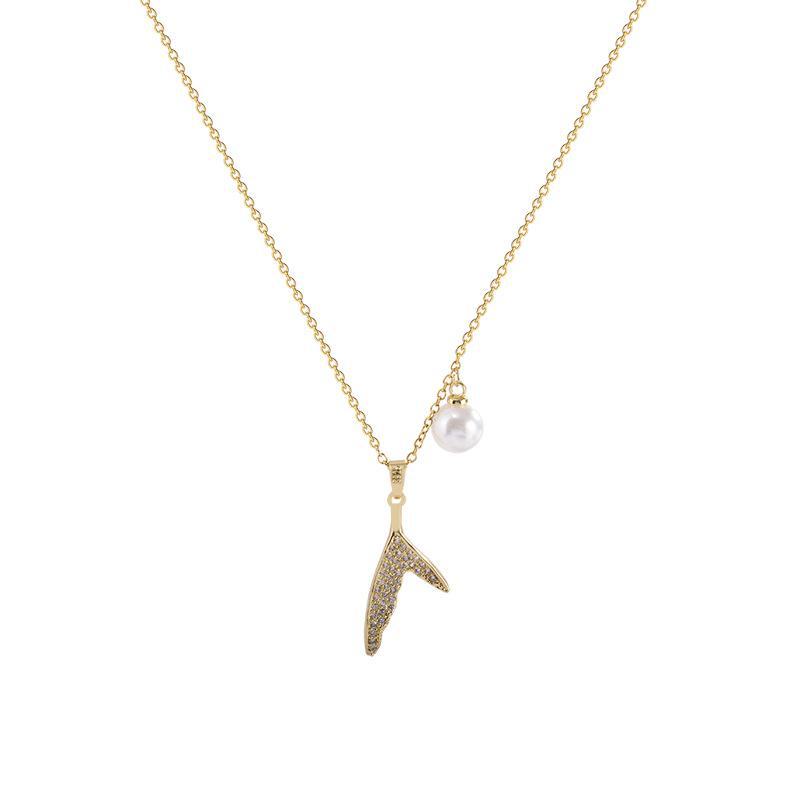 Элегантное ожерелье из титановой стали с жемчугом и микро-инкрустацией бриллиантами — цепочка на ключицу высокого класса