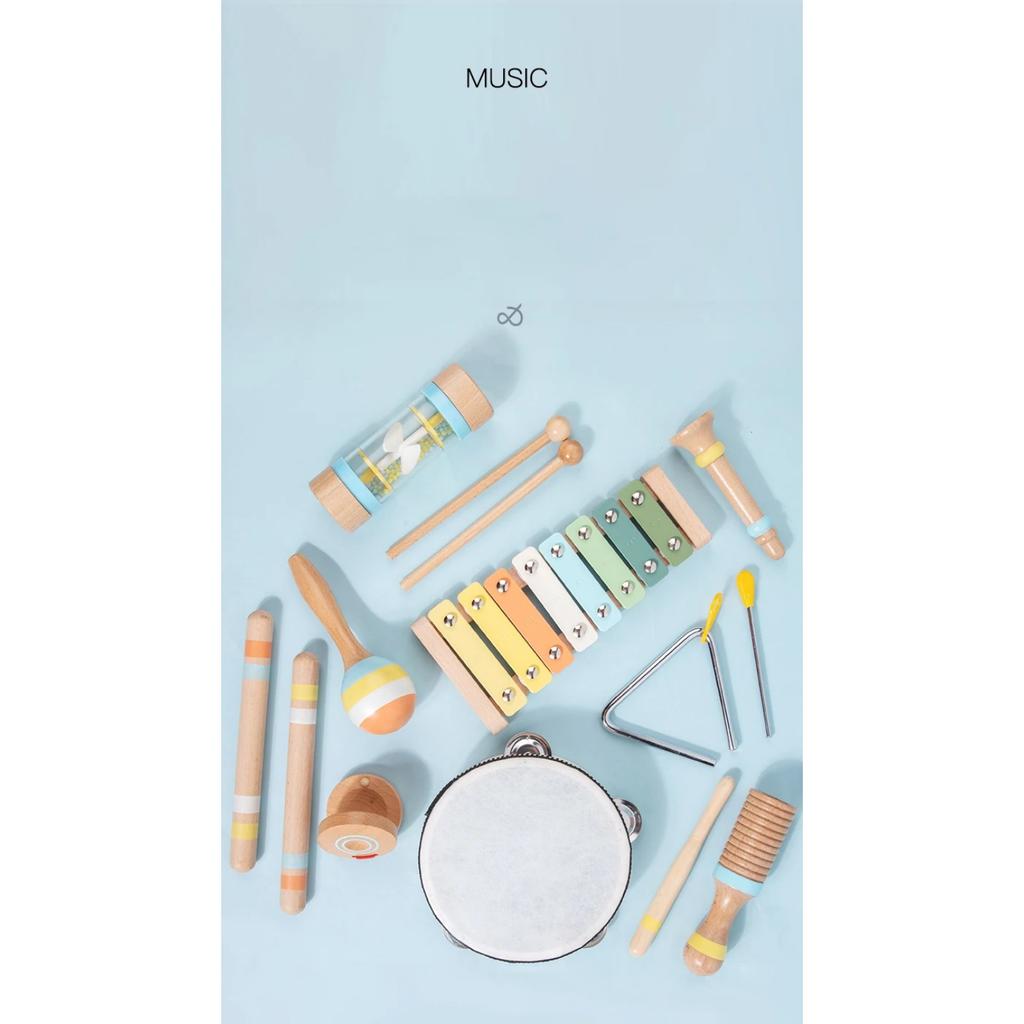 Wooden Musical Instrument Montessori Music Set Baby Children Percussion Instrument Toy Early Educational Knocking Toys for Kids
