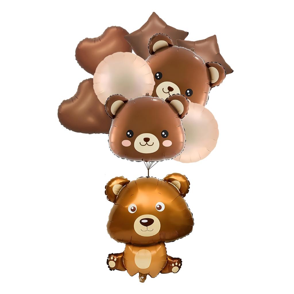 9 шт., воздушные шары с медведем, украшения, плюшевый мишка, воздушные шары из алюминиевой фольги, воздушные шары из фольги с животными для детей, мальчиков и девочек, день рождения