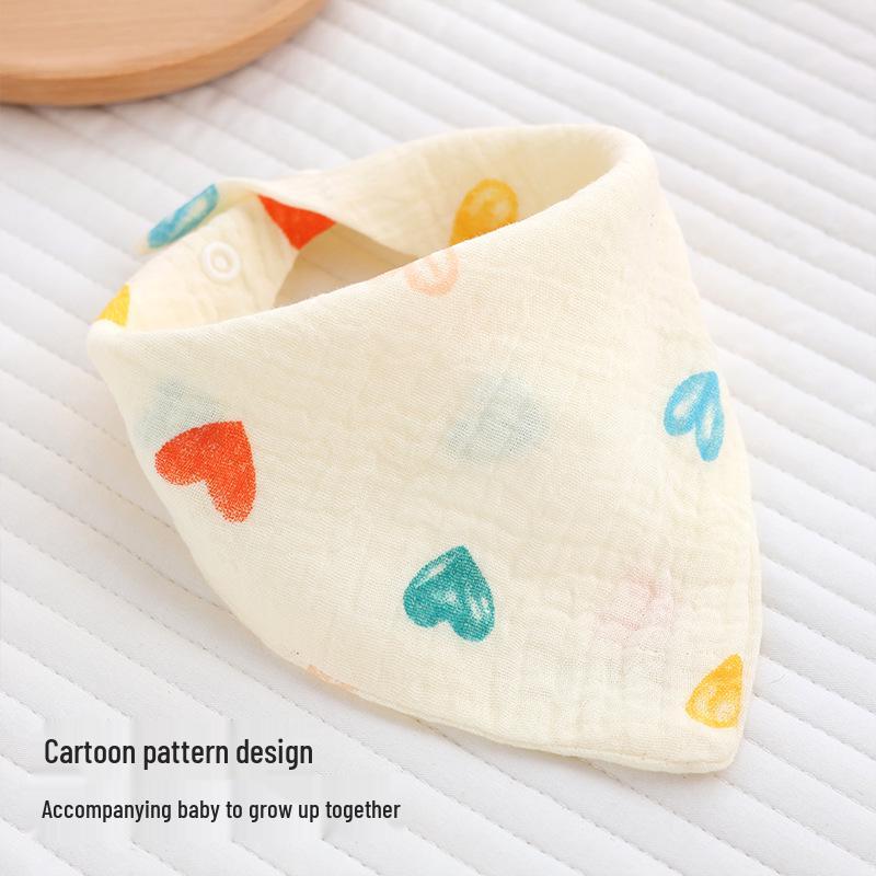 Pure Cotton Baby Triangle Bibs & Hair Scarf, Soft & Breathable Gauze, All-Season Use