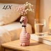 Creative Birthday Gift for Women Cute Resin Flamingo Decorative Vase, Pink Flower Holder Figurine, Artistic Floral Container Tabletop Ornament