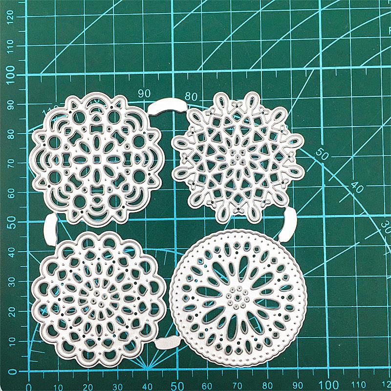 Four-piece Lace Circular Design Style Metal Cutting Dies DIY Scrapbooking Embossing Stencil Paper Craft Album Template