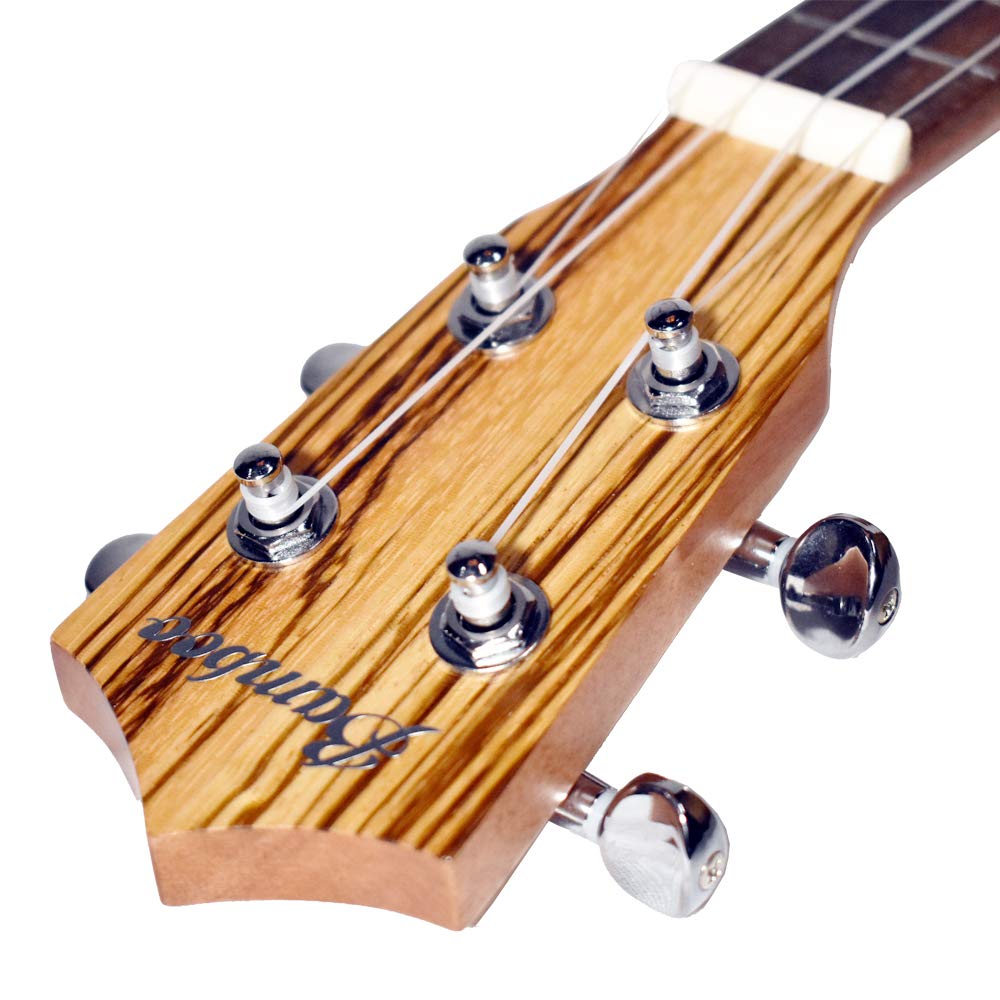 Bamboo BU-23CBQ Electric Ukulele with Built-in Tuner and Preamp, Concert Size, Zebrano Wood, Geared Tuners, and Soft Case (Official Japanese Product)