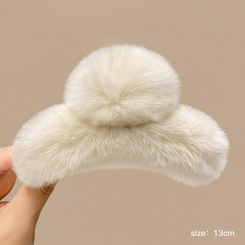 Новые зимние заколки для волос из искусственного меха, элегантные акриловые заколки для волос, плюшевые заколки для волос, заколка-краб, головной убор для женщин и девочек, аксессуары для волос