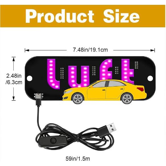 LED Light Signs for Car, Taxi Windshield Sign Car with Suction Cups Touch Dimmer on Window (Green)