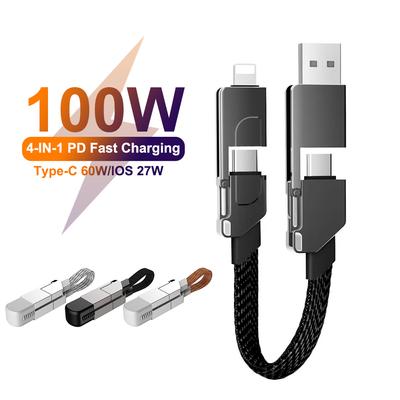 4 в 1 мульти-кабель для быстрой зарядки брелок PD для Apple iPhone Lightning 27 Вт Android TYPE-C 60 Вт QC 18 Вт кабель для быстрой зарядки и передачи данных