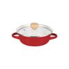 Pearl Metal Tabletop 18cm Enamel Enamel with Glass IH For 1 Red Glace Pot, Pot, Two-Handed Pot, Lid, Compatible, Person, HB-6487