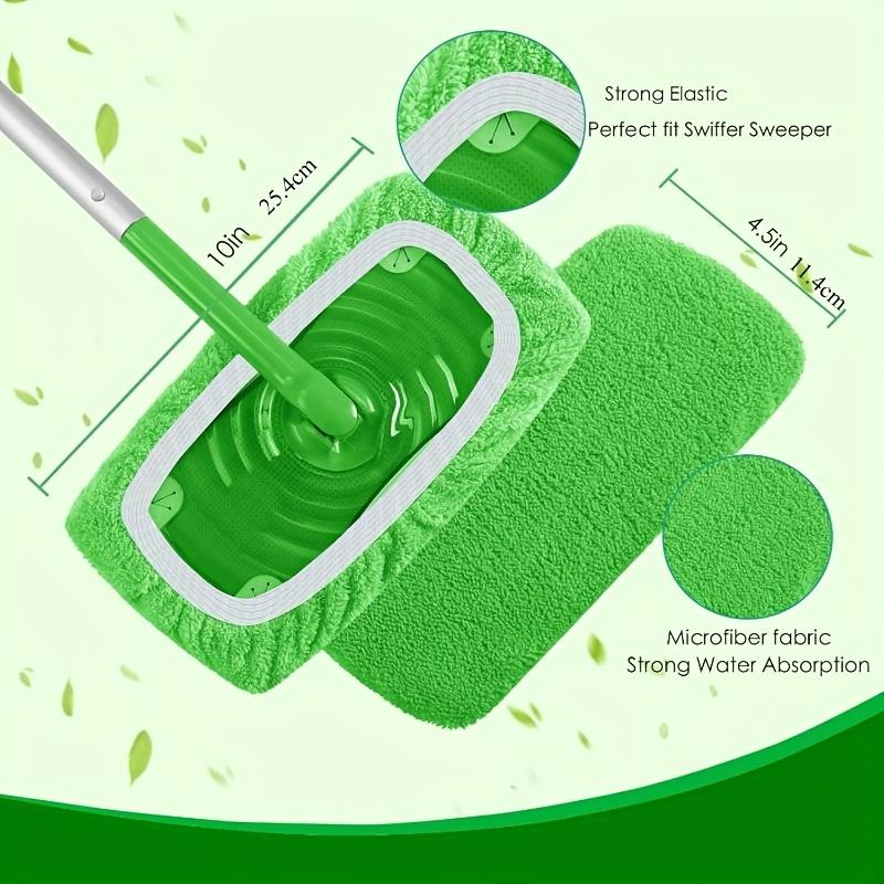 Reusable Mop Replacement Pad Set (4pcs Green), Washable & Durable, High Absorbency for Dry/Wet Cleaning, All - Season Mop Accessories