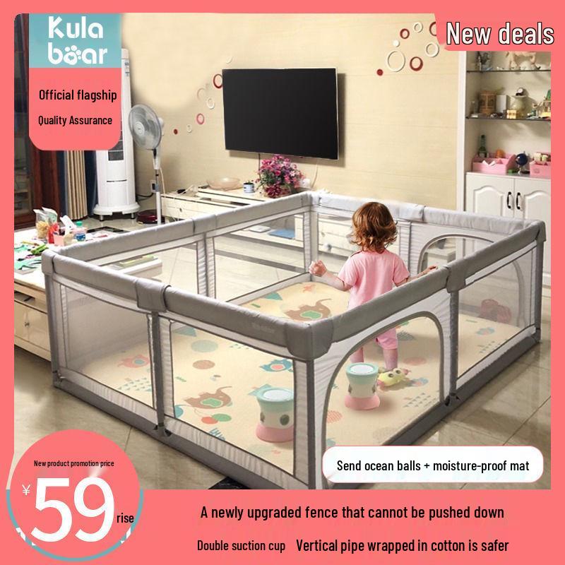 Бесплатная доставка Детский манеж с прикроватным бортиком и детским ковриком для ползания