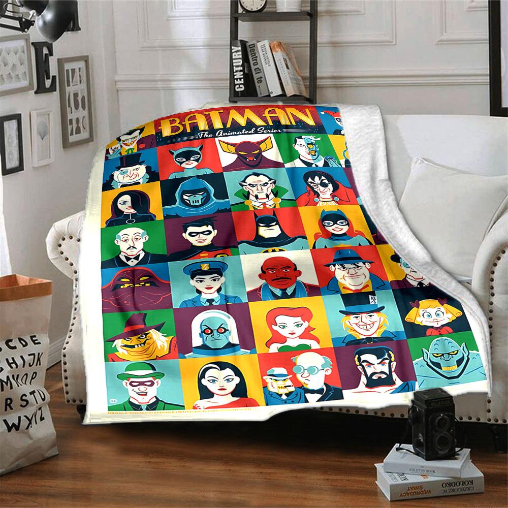 1pc Batman Animated Characters Flannel Throw Blanket Lightweight Soft Warm All Season Blanket for Sofa, Bed, Travel,L1028104