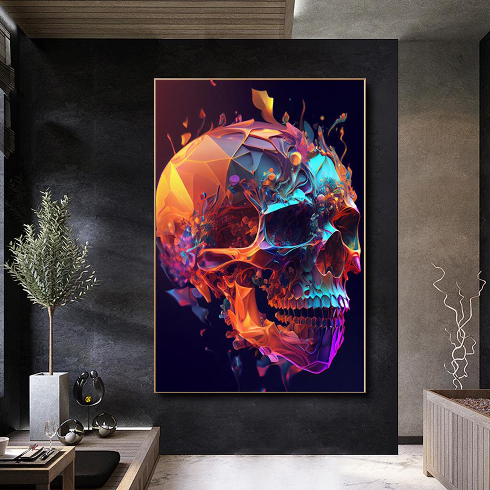 Абстрактные Череп Цветы Портрет Холст Картины Уличное Искусство Граффити Стены Хэллоуин Праздничные Подарки Печать Плакатов Картины Современный Домашний Декор Куадрос
