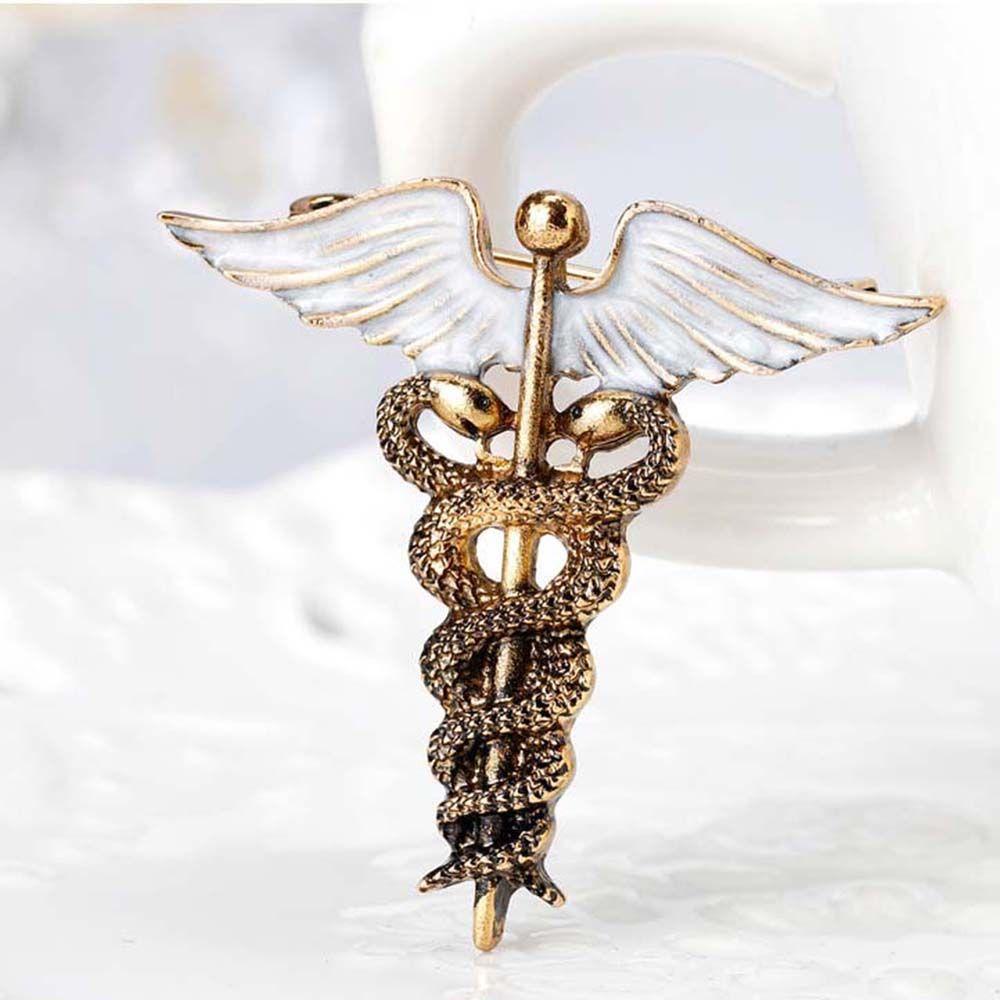 Retro Luxury Rod Badge Angel Wings Caduceus Collar Clothing Jewelry Brooch Pins Corsage Accessories
