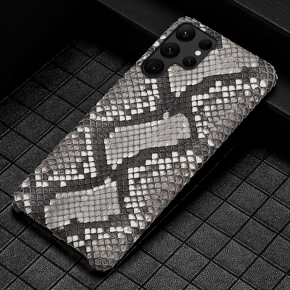 LANGSIDI Роскошный чехол из натуральной кожи питона для Samsung Galaxy S23 S24 S25 S26 Ultra S22 Plus A56 A57 Чехол из кожи змеи