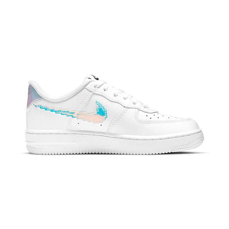 Nike Air Force 1 LV8 PS Digital Swoosh - White Kids Sneakers Black Multi-Color CW1584-100