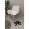 Comfortable Seating Area Retro Beech Wood Leg White Teddy Fabric Pouf Bench Armchair Bergere
