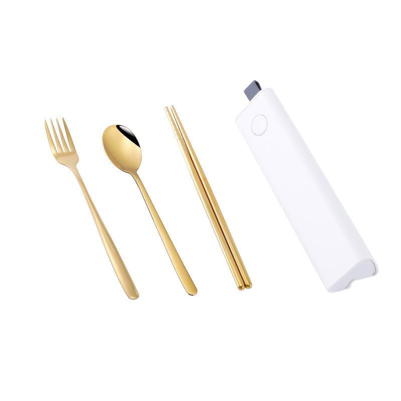 Ложка из нержавеющей стали 304, вилка, палочки для еды, набор столовых приборов, портативный набор посуды, посуда для обеда с коробкой, дорожные кухонные аксессуары