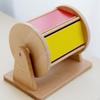 Rainbow Rotating Drum, Rolling Textile Drum Roller, Preschool Wooden Toy with Mirror for