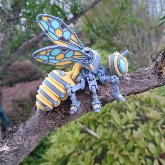 Настольная декоративная статуэтка, 3D-печатная шарнирная фигурка пчелы, гибкая шарнирная игрушка-антистресс с брелоком, механический уникальный подарок для украшения стола