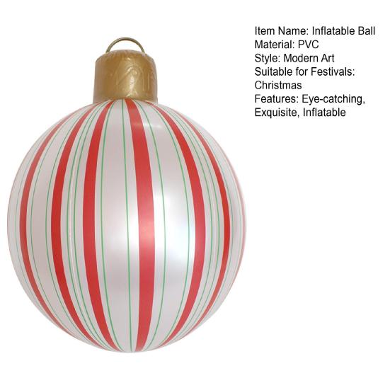 16" Giant Inflatable Christmas Ball Ornaments Large PVC Blow Ball Decorations for Indoor Outdoor Yard Lawn Porch Decor