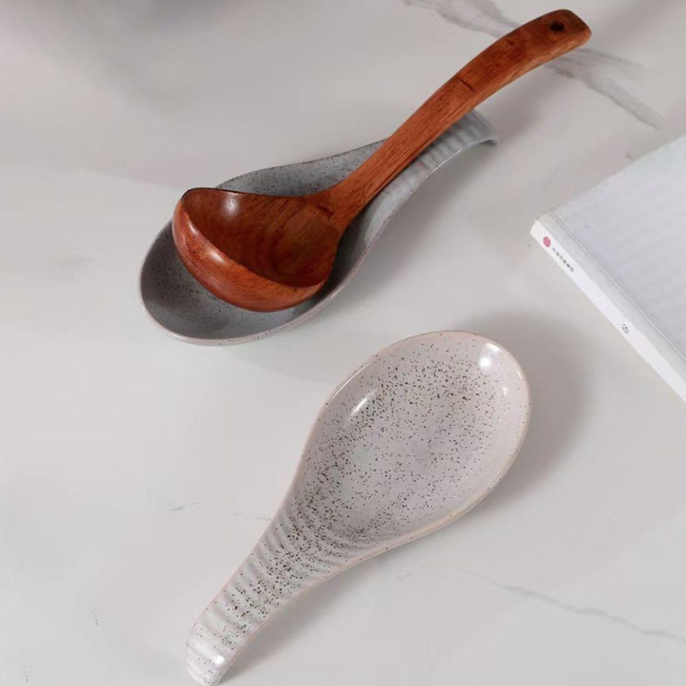 European Style Ceramic Spatula Rest Anti-skid Texture Ladle Holder Utensils Holder Easy To Clean