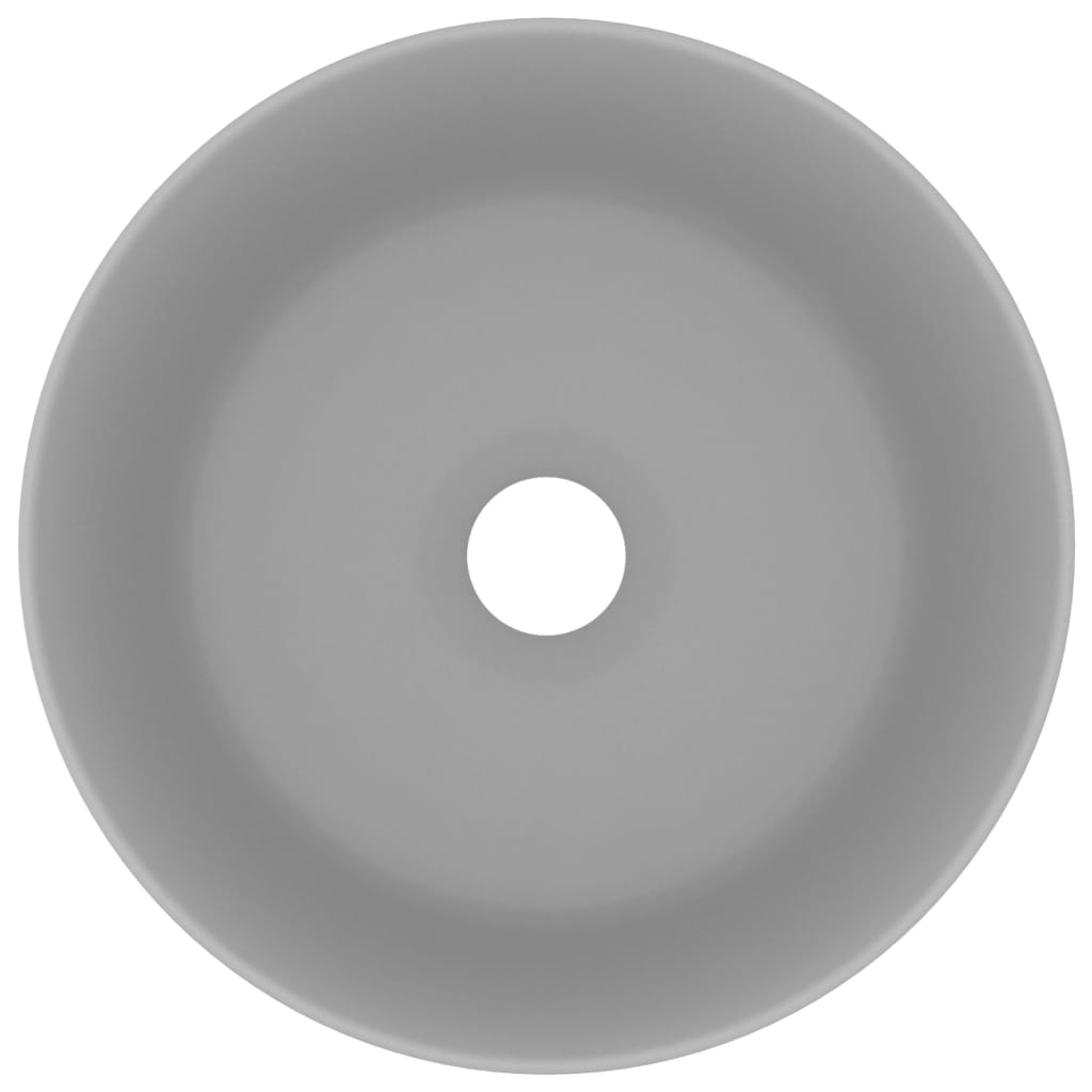 Luxury Round Wash Basin Matte Light Grey 40x15 cm Ceramic