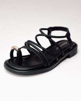 Босоножки на низком каблуке Prima d'Arte 5512 36 черные экокожа