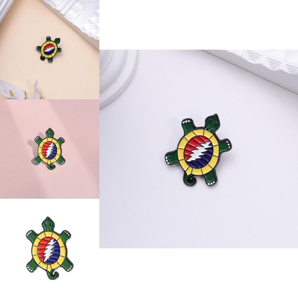 Eyecatching Turtle Cartoon Brooch Unique Alloy Pin For Rock Music Enthusiasts