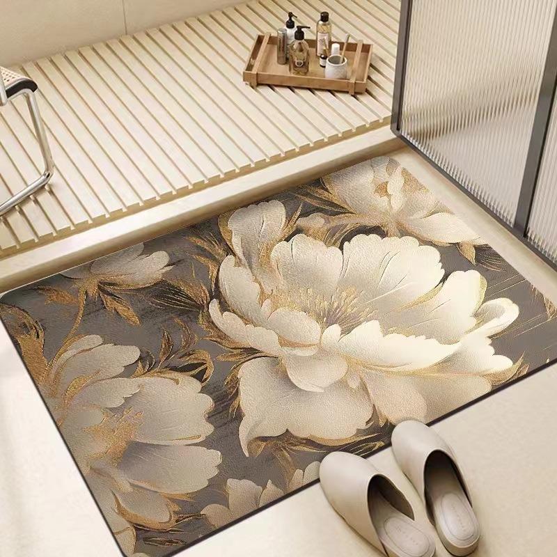 Легкий Роскошный Цветочный Дверной Коврик Супер Впитывающий Диатомовая Грязь Коврик для Ванной Комнаты Коврик для Кухни Противоскользящий Домашний Ковер для Прихожей