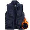 Overalls Vest Men's Autumn and Winter Multi-pocket Outdoor Fishing Photography Vest Velvet Vests Vertical Collar Jacket