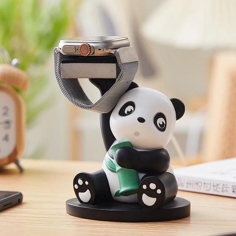 Симпатичная подставка для часов из смолы «панда» для офиса, спальни, хранения, декоративные украшения, перезаряжаемая