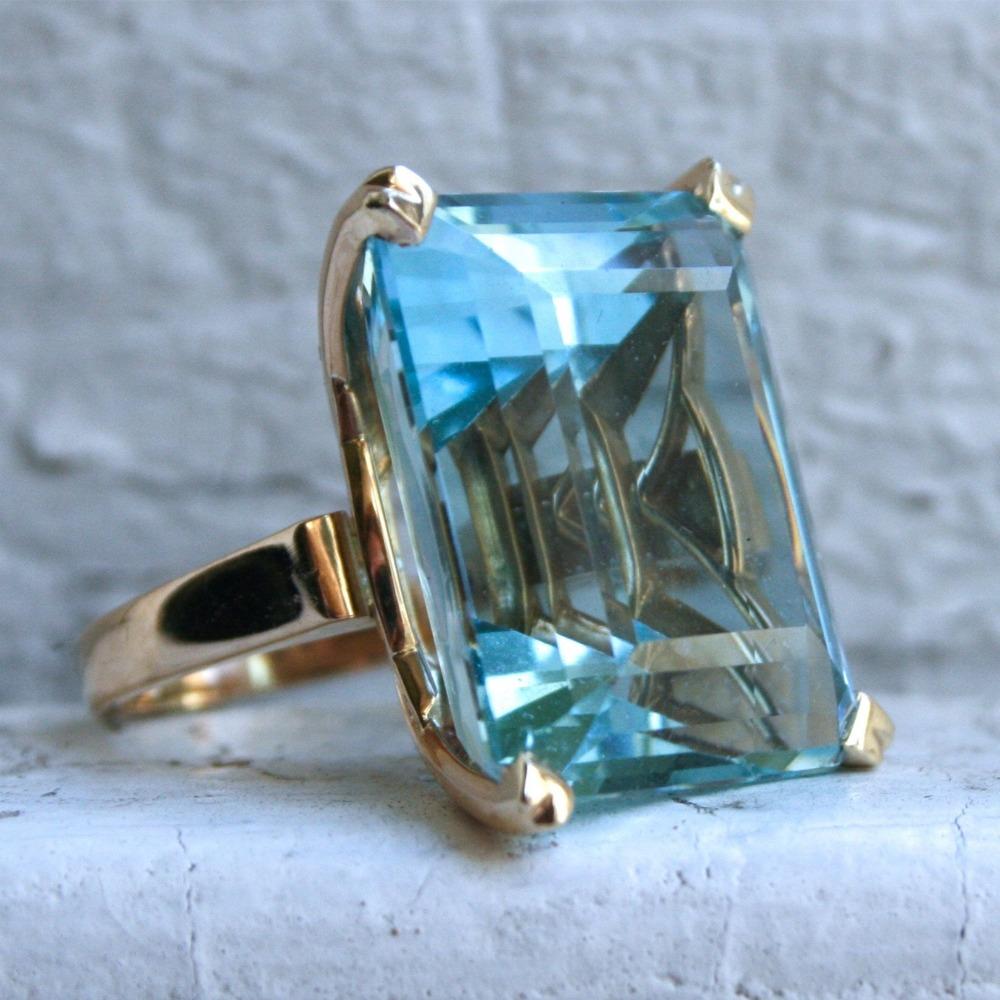 Stunning Blue Topaz Ring Princess Square Cut Statement Bridal Jewelry for Women Fashion Accessories
