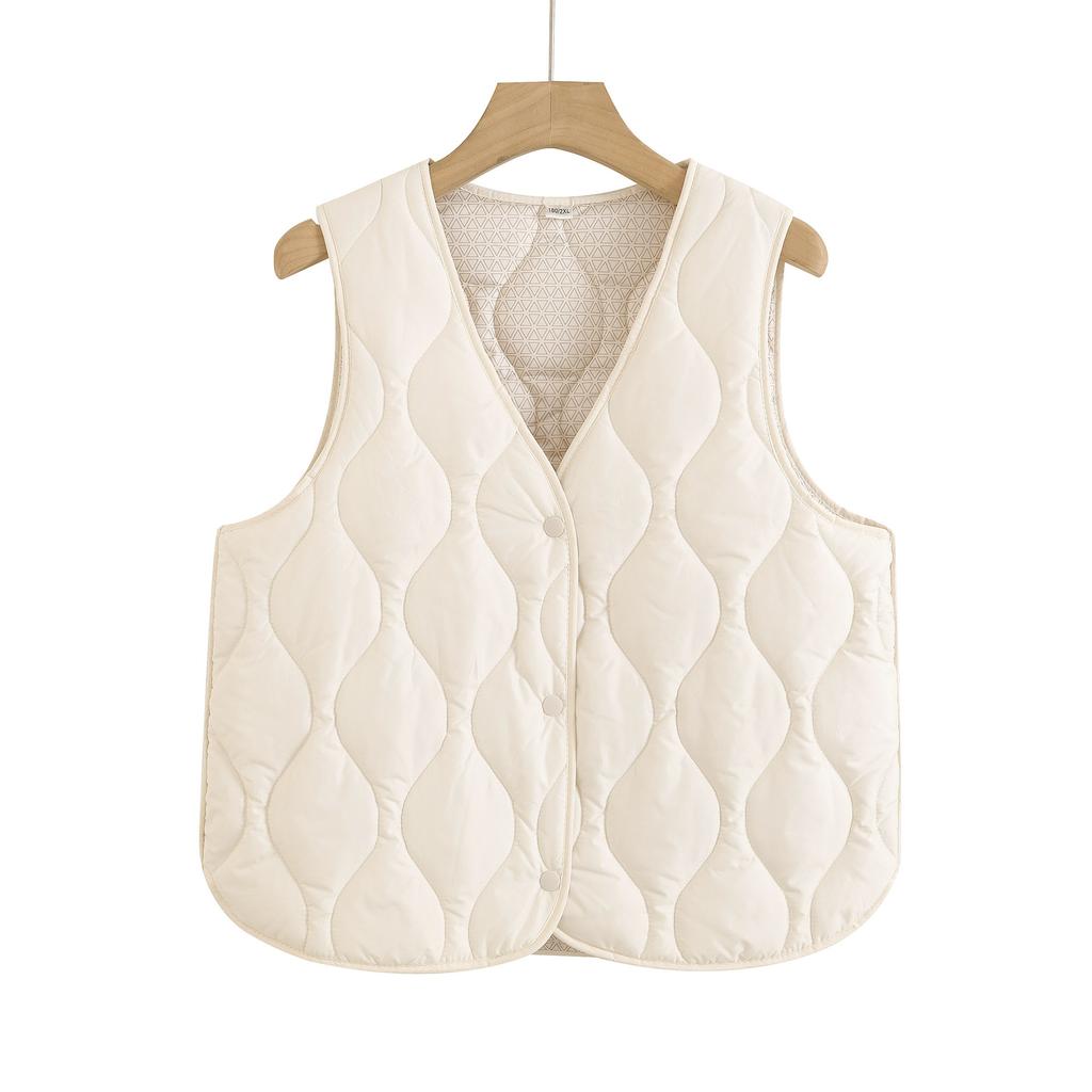 New Middle-aged and Old Mothers Wear Down Cotton Vests, Women's Autumn and Winter Velvet Thermal Vest, and Wear a Vest Jacket.