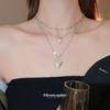 Кулон-сердце, трехрядное жемчужное ожерелье, универсальная нишевая цепочка на ключицу, легкий роскошный темперамент