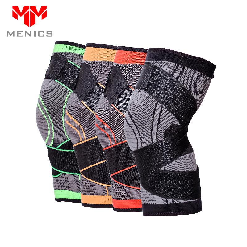 Menics OEM/ODM Arrivals 3D Knitted Elastic Nylon Sports Knee Brace Soft Compression Kneepads for Volleyball Knee Supports Sleeve