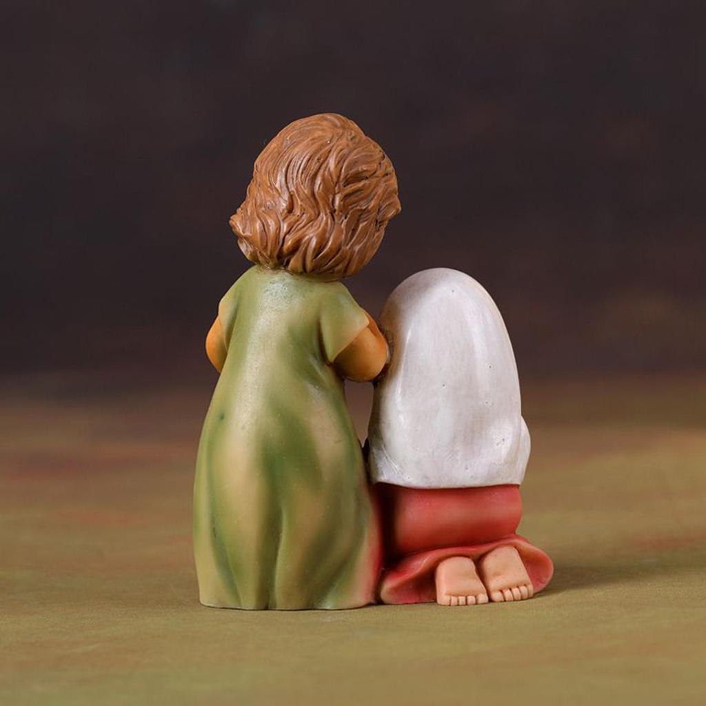 Holy Family Statue Small Resin Christmas Desktop Figurine Decor Tabletop Religious Statue for Bookcase Window Sill Bookshelf