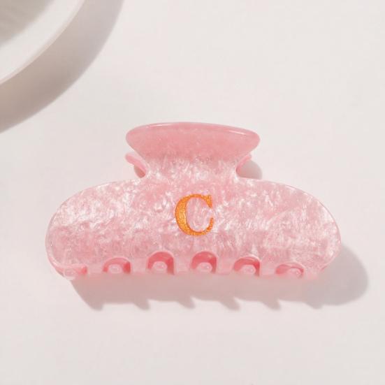 Женская заколка для волос с принтом букв, противоскользящими зубцами, зажим для волос на затылок, большой размер, зажим для волос для душа, аксессуар для волос