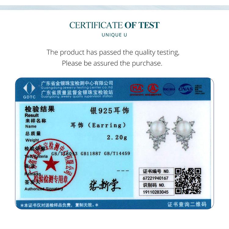 BAMOER Серьги из стерлингового серебра 925 пробы с яркими цирконами и бусинами для женщин, ювелирные изделия