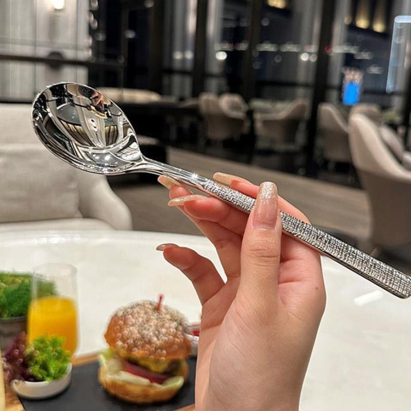S/L Ложка из нержавеющей стали в западном стиле с длинной ручкой Десертная ложка Бытовая ложка с круглым наконечником Суповая ложка